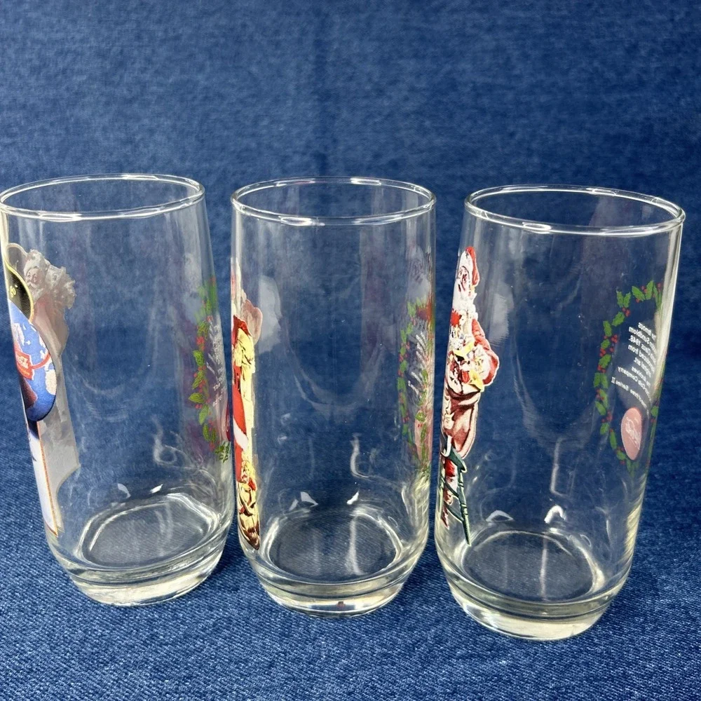 VTG Coca-Cola Haddon Sundblom Santa Claus Glasses Full Set Series II 93761